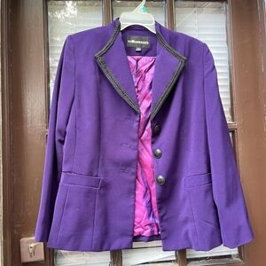 Sag Harbor Suit Vintage Deep Purple Size 8 Blazer Jacket With Rope Collar